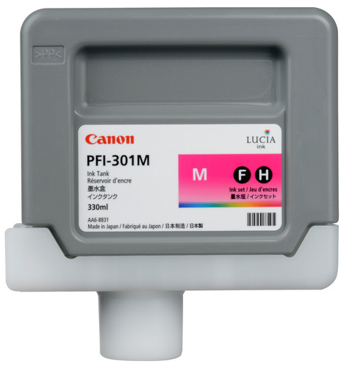 Tanque de tinta magenta Canon PFI-301M (330 ml) para imagePROGRAF iPF8000, iPF8000S, iPF8100, iPF9000, iPF9000S, iPF9100 - 1488B001AA