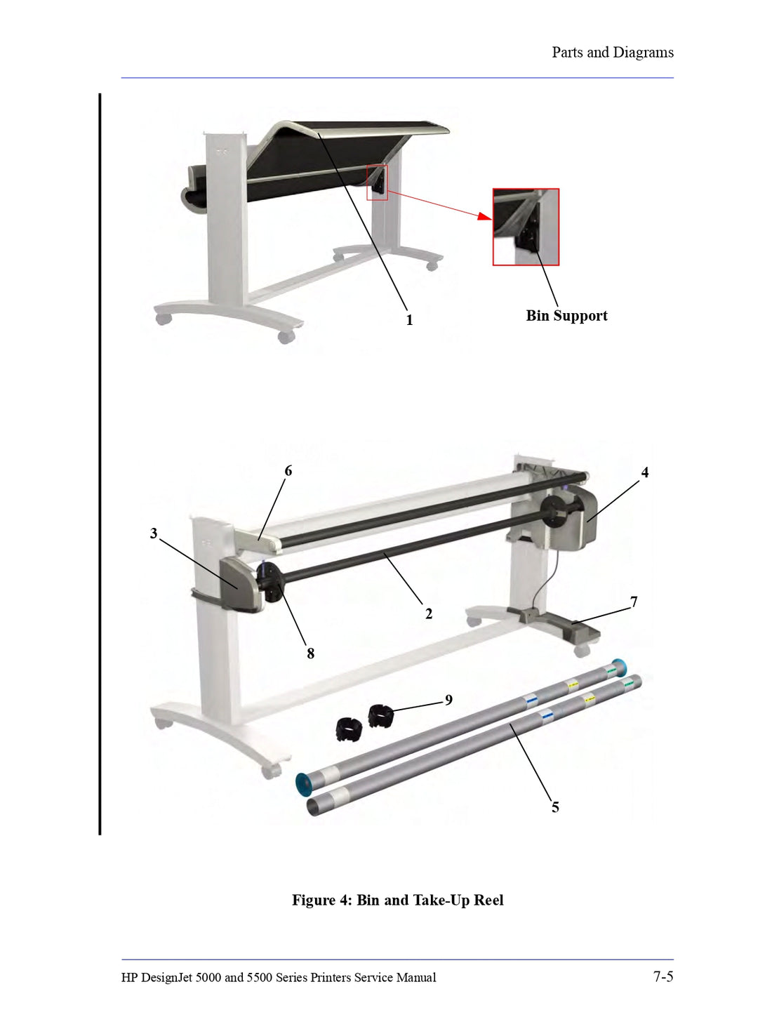 Adaptador para rollo de papel de 3 pulgadas para impresoras HP DesignJet 5000/5500 (C6090-60112) - Nuevo