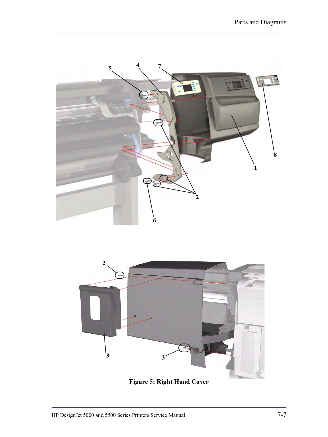 Cubierta derecha para impresoras HP DesignJet 5000/5500 (C6090-60038)