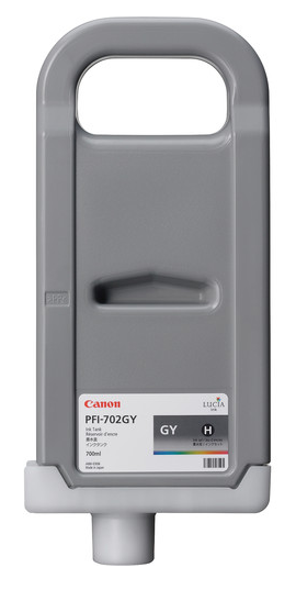 Tanque de tinta gris Canon PFI-702GY (700 ml) para imagePROGRAF iPF8100, iPF9100 - 2221B001AA 