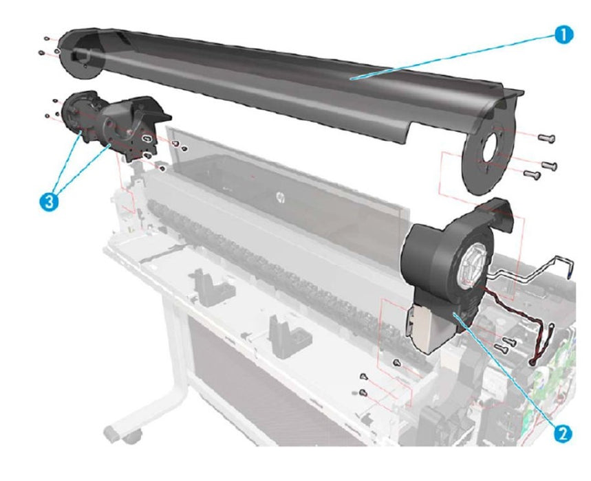 Soporte de rodillo derecho Candela SV para HP DesignJet T730, T830 Series (F9A30-67051)