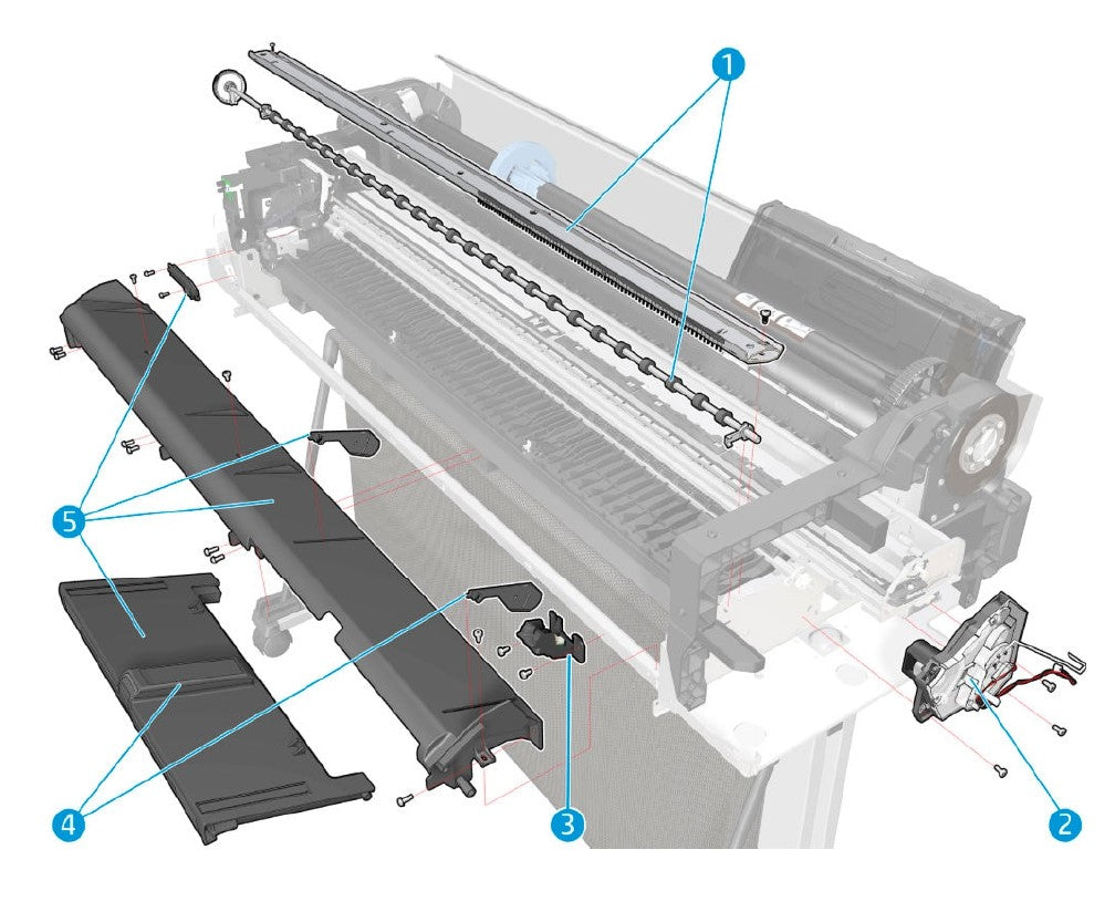 Conjunto de rueda de estrella 36 y eje de salida para las series HP Designjet T520, T525, T530, T730 y T830 (CQ893-67022)