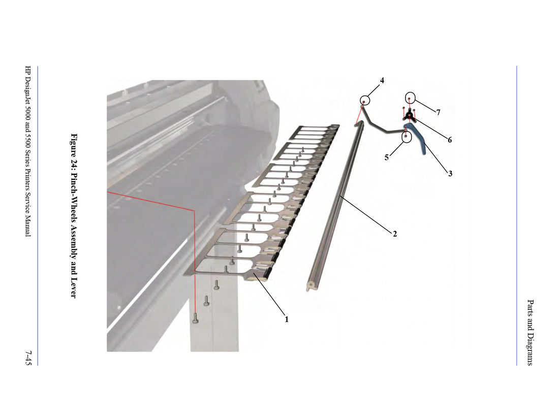 Eje de palanca de leva para impresoras HP DesignJet 5000/5500 de 42 pulgadas (C6090-60076)