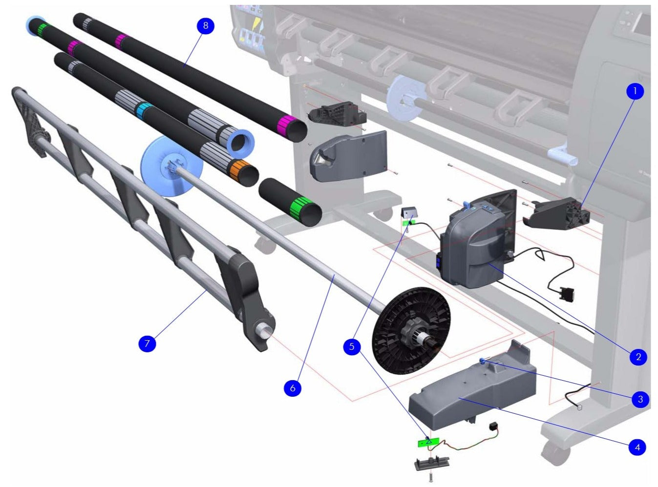 Conjunto de motor del carrete de recogida (TUR) para las series HP Designjet Z6100 y Z6100ps (Q6706-60904)