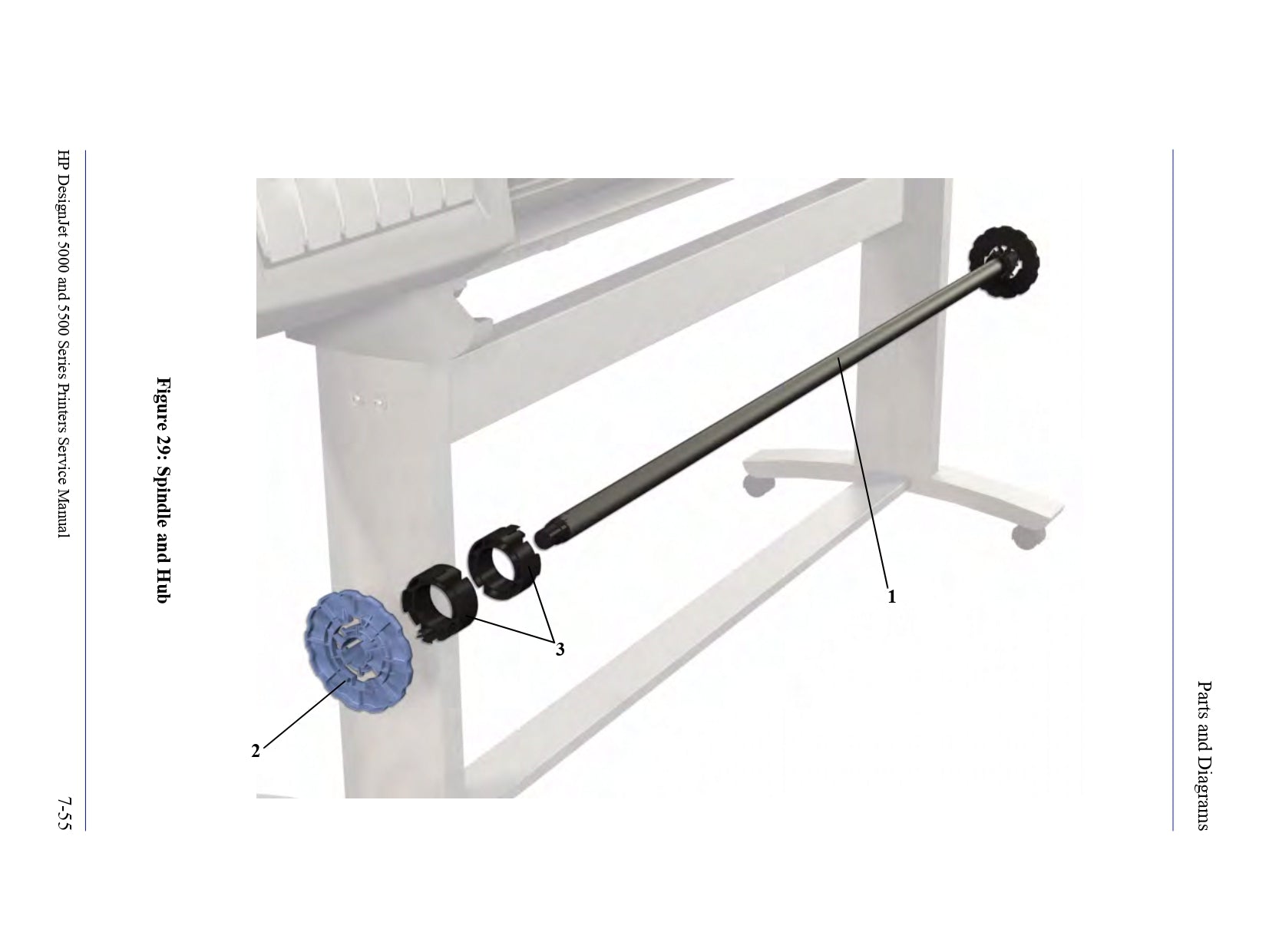 Eje de conexión (azul) para impresoras HP DesignJet 5000/5500 (C6090-60105)