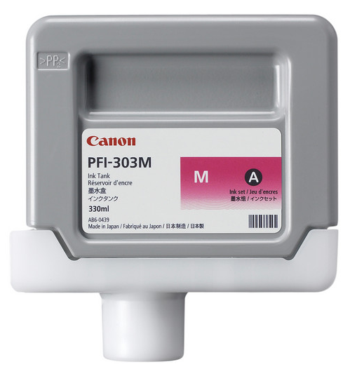 Depósito de tinta magenta Canon PFI-303M (330 ml) para imagePROGRAF iPF810, iPF810 PRO, iPF815, IPF815 MFP, iPF815 MFP M40, iPF820, iPF820 PRO, iPF825, iPF825 MFP, iPF825 MFP M40 - 2960B001