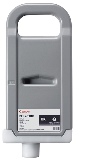Depósito de tinta negra colorante Canon PFI-703BK (700 ml) para imagePROGRAF iPF810, iPF810 PRO, iPF815, iPF815 MFP, iPF820, iPF820 PRO, iPF825, iPF825 MFP - 2963B001AA