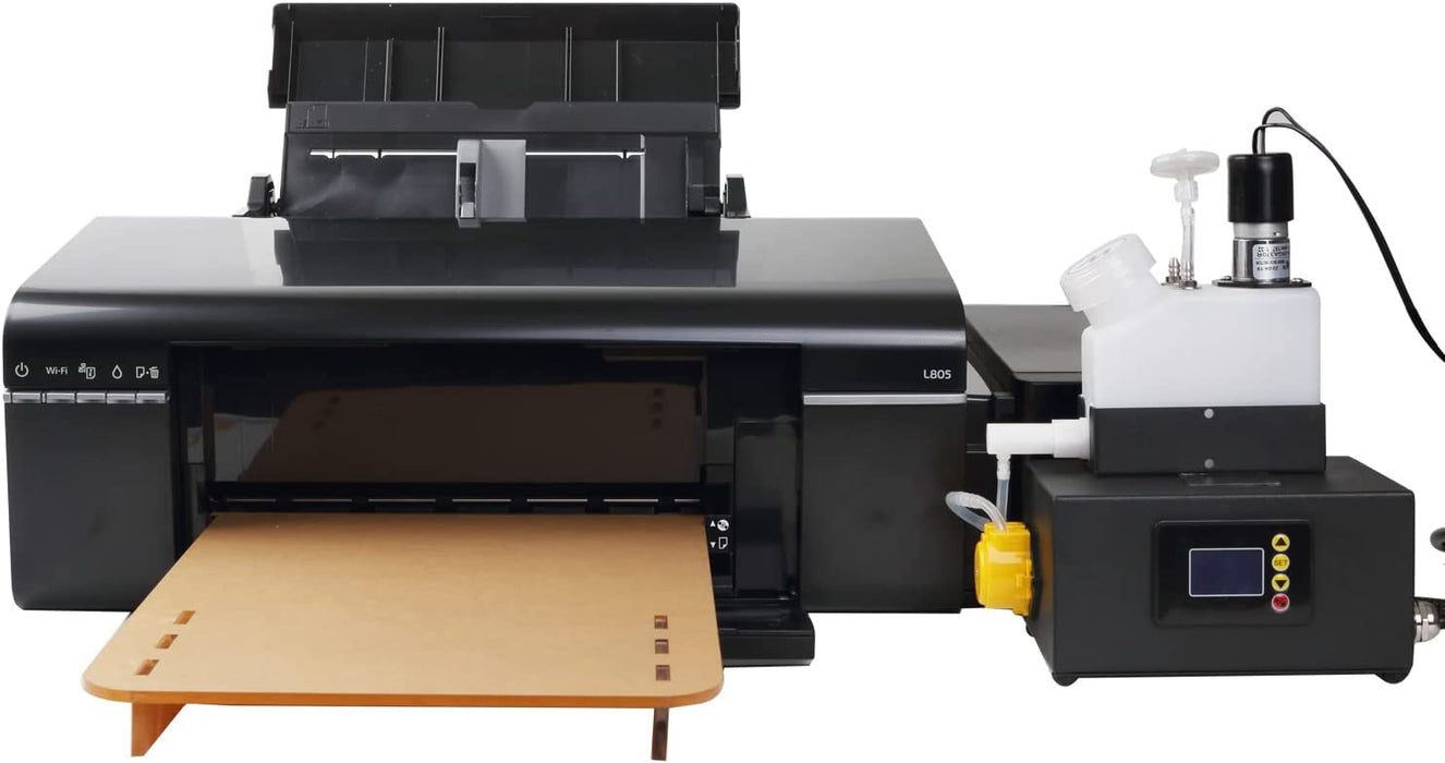 Impresora de transferencia térmica DTF A4 L805. Impresión directa a película para telas, cuero, juguetes, trajes de baño, artesanías, camisetas y almohadas.
