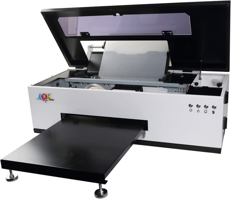 Impresora DTF continua A3 y sistema de agitación de tinta blanca L1800 con agitador de polvo para telas, cuero, juguetes, trajes de baño, artesanías, camisetas y otros materiales (6 cartuchos de tinta de 100 ml + 1 rollo de película + polvo) 