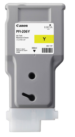 Depósito de tinta amarilla Canon PFI-206Y (300 ml) para imagePROGRAF iPF6400, iPF6400S, iPF6450 - 5306B001AA 