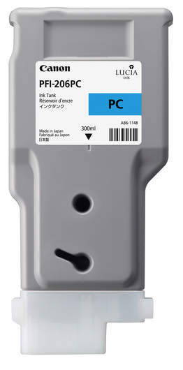 Depósito de tinta cian fotográfica Canon PFI-206PC (300 ml) para imagePROGRAF iPF6400, iPF6400S, iPF6450 - 5307B001AA