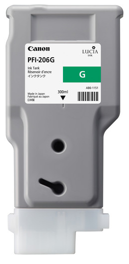 Depósito de tinta verde Canon PFI-206G (300 ml) para imagePROGRAF iPF6400, iPF6400S, iPF6450 - 5310B001AA