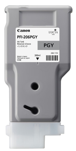 Tanque de tinta gris fotográfico Canon PFI-206PGY (300 ml) para imagePROGRAF iPF6400, iPF6400S, iPF6450 - 5313B001AA