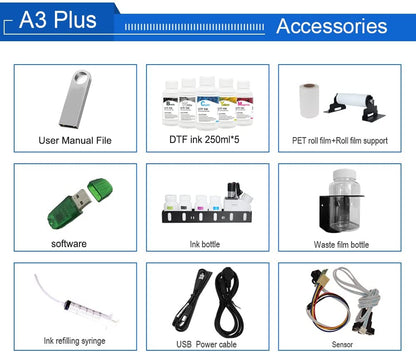 Impresora de transferencia DTF PLK L805 A3 con alimentador de rollos, máquina de impresión directa a película con precalentamiento para camisetas, telas y sudaderas (impresora DTF + horno)