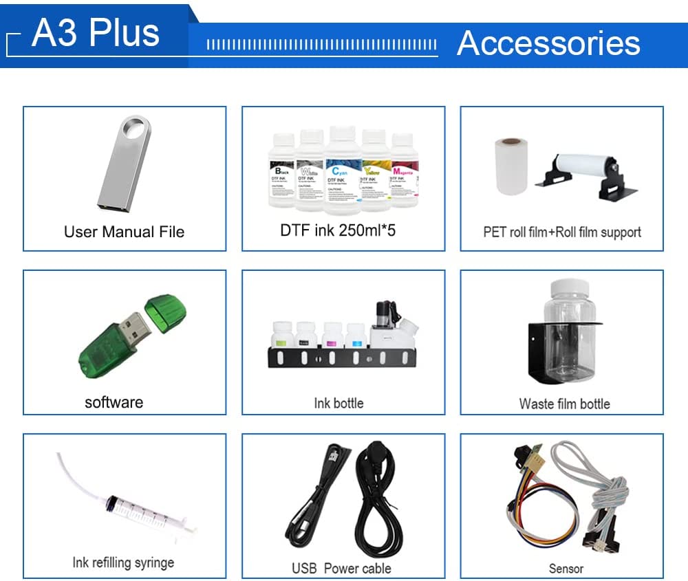 Impresora de transferencia DTF PLK L805 A3 con alimentador de rollos, máquina de impresión directa a película con precalentamiento para camisetas, telas y sudaderas (impresora DTF + horno)