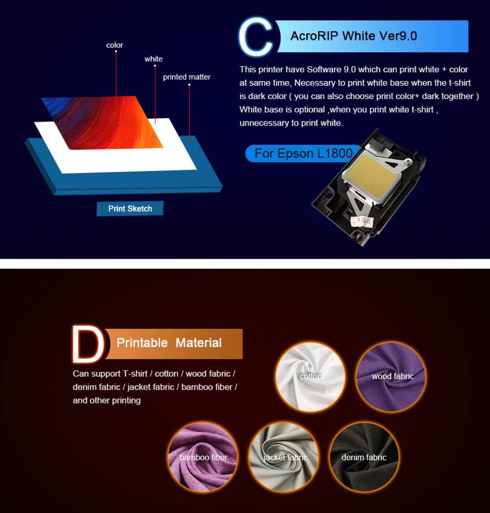 Impresora automática de camisetas HRM, para sudaderas, pantalones, vaqueros, etc., tamaño A3, dtg + tinta. 