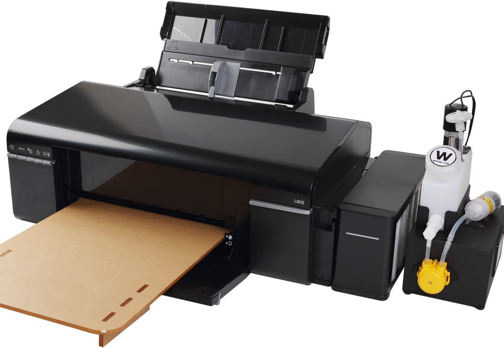Impresora de transferencia térmica DTF A4 L805. Impresión directa a película para telas, cuero, juguetes, trajes de baño, artesanías, camisetas y almohadas.