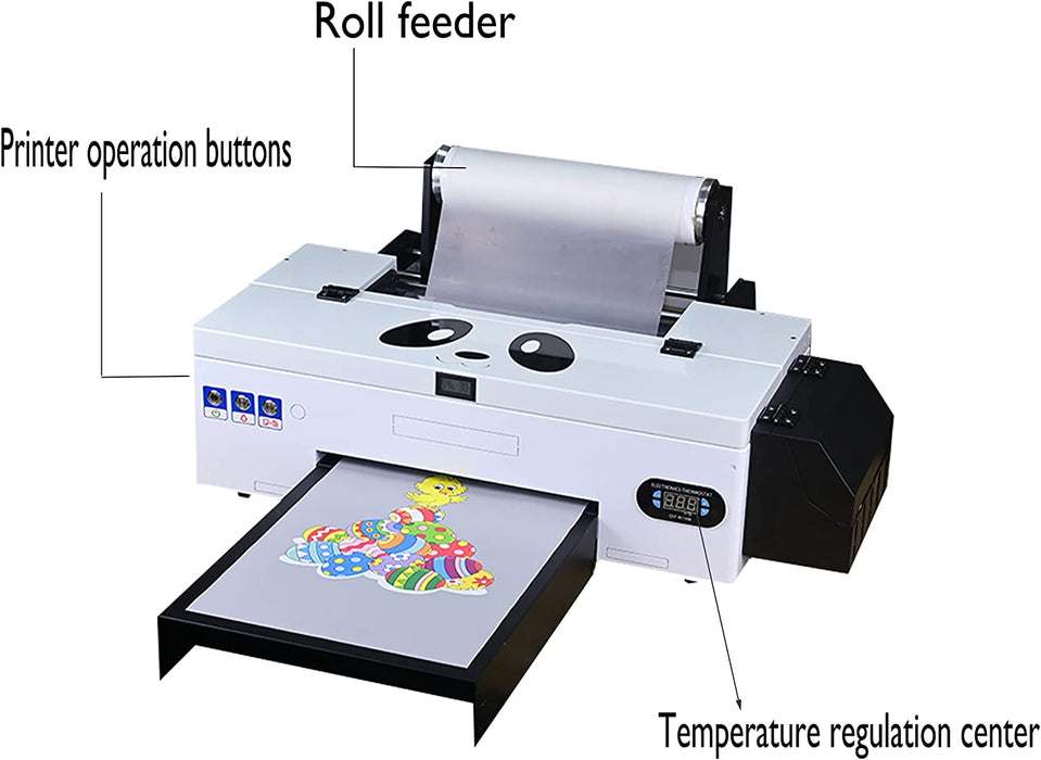 Impresora de transferencia DTF PUNEHOD L1800 con alimentador de rollos, impresión directa a película con precalentamiento. Impresora DTF A3 para ropa oscura y clara. VS. impresora DTG (impresora DTF A3 + horno).