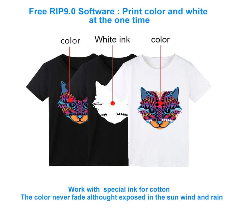 Impresora DTG para camisetas tamaño A4, ideal para camisetas, monos, calcetines y bolsos.