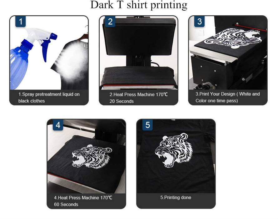 Impresora DTG HRM A4 para camisetas. Impresora DTG multicolor para camisetas, tanto para ropa oscura como clara.