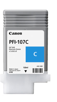 Tanque de tinta Canon PFI-107C - Tanque de tinta cian colorante de 130 ml para imagePROGRAF iPF680, iPF685, iPF780, iPF785 - 6706B001AA