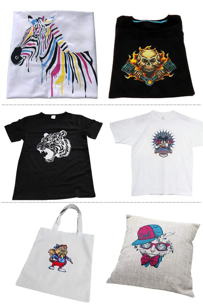 Impresora DTG HRM A4 para camisetas. Impresora DTG multicolor para camisetas, tanto para ropa oscura como clara.