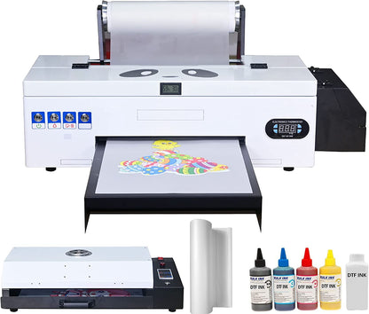 Impresora de transferencia DTF PUNEHOD L1800 con alimentador de rollos, impresión directa a película con precalentamiento. Impresora DTF A3 para ropa oscura y clara. VS. impresora DTG (impresora DTF A3 + horno).