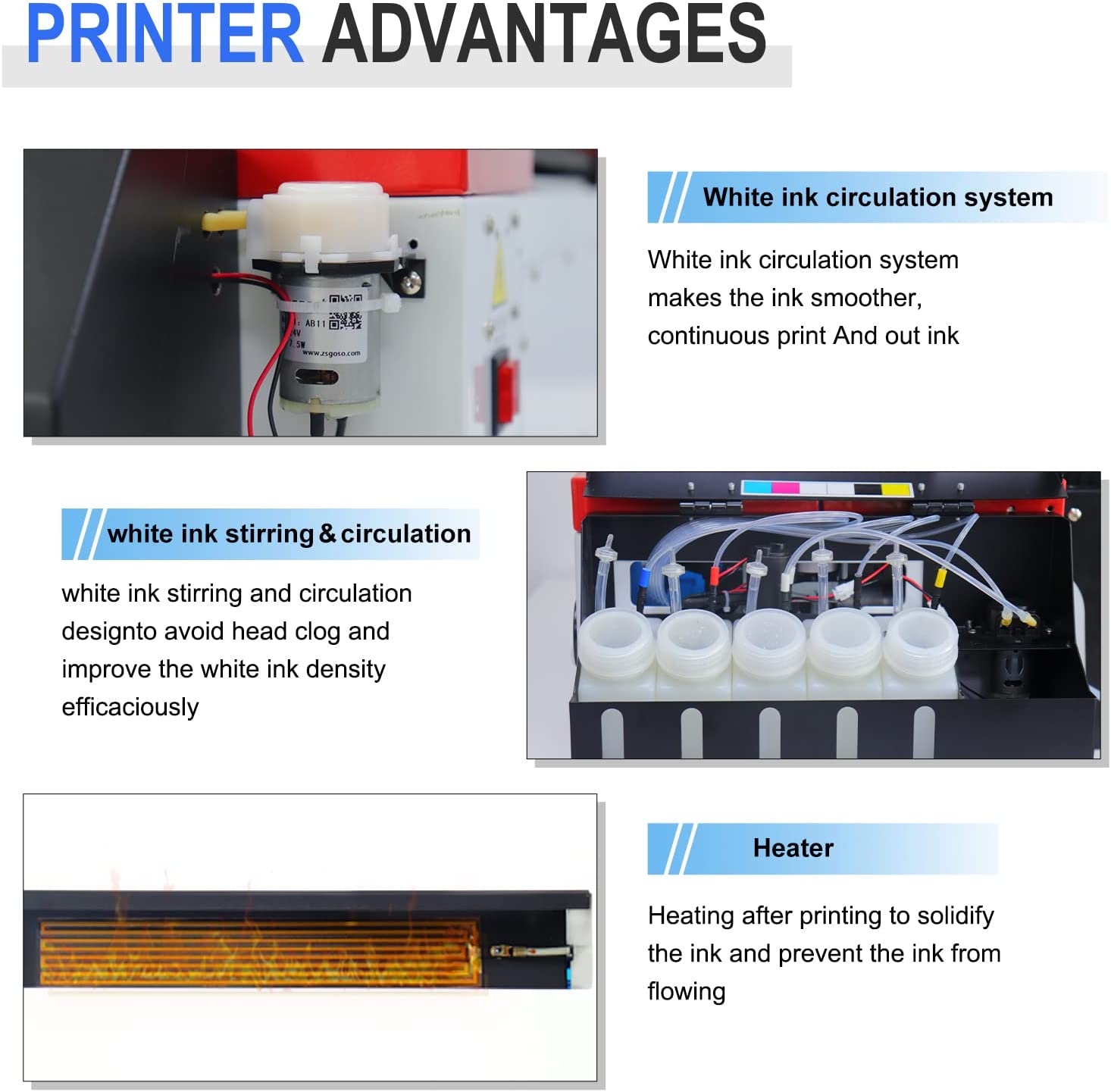 Impresora de transferencia DTF L1800 con alimentador de rollos, impresión directa a película con precalentamiento, impresora DTF A3 para imprimir camisetas, sudaderas y telas (impresora DTF A3 + horno)