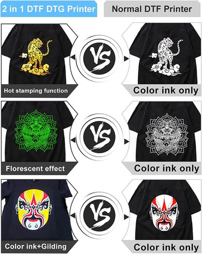 Impresora DTF DTG para camisetas doradas, película de transferencia, máquina de impresión DTF A3 para camisetas, sudaderas, vaqueros y lienzos. 