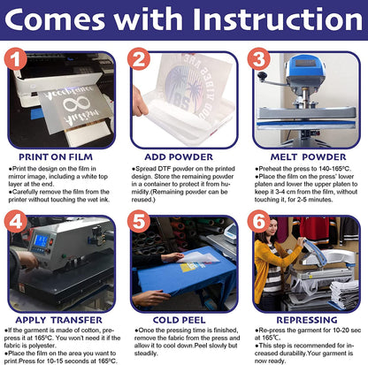 Película de transferencia DTF (8,3&quot; x 11,7&quot;), 50 hojas de PET, papel de transferencia térmica directa a película para todas las impresoras DTF y DTG, película DTF mate para sublimación, negro, blanco, claro, oscuro, tela, camisetas.