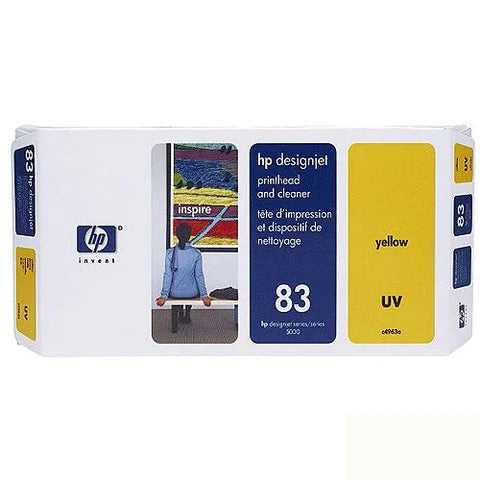 Cabezal de impresión UV amarillo HP 83 y limpiador para HP Designjet 5000, 5500 - C4963A (nuevo OEM)