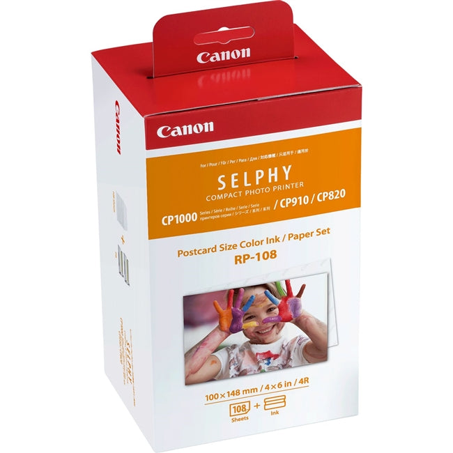 Juego de tinta y papel de color de alta capacidad Canon RP-108 para impresora SELPHY CP910 - 8568B001