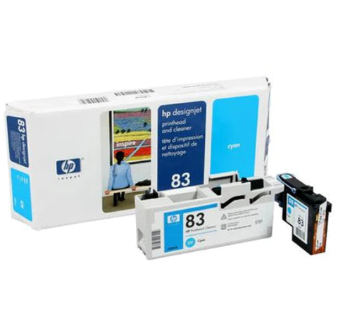 Cabezal de impresión y limpiador HP 83 UV cian para HP Designjet 5000, 5500 - C4961A Nuevo OEM