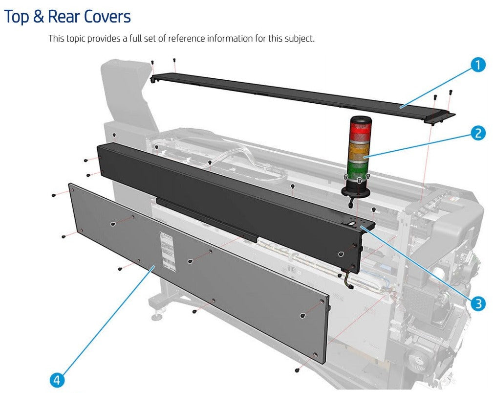 Cubierta trasera para impresoras HP Latex 630, 630W, 700W y 800W (Y0U21-67099) - Nueva
