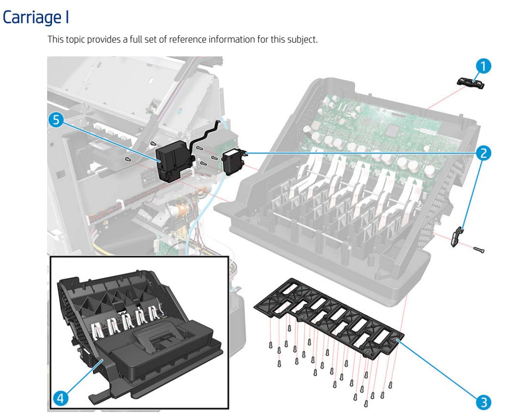 Conjunto completo de carro para impresoras HP Latex de 700 W y 800 W (Y0U21-67043) - Nuevo