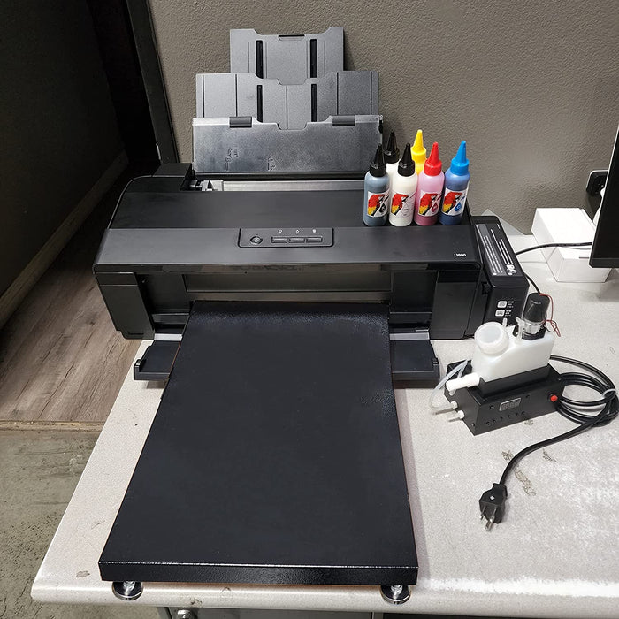 Impresora de transferencia térmica DTF A3+ L1800. Impresión directa a película para telas, cuero, juguetes, trajes de baño, artesanías, camisetas y almohadas (NEGRO).