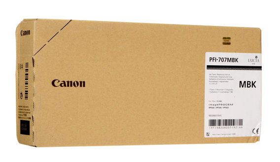 Cartucho de tinta negra mate Canon PFI-707MBK (700 ml) para imagePROGRAF iPF830, iPF840, iPF850 - 9820B001AA