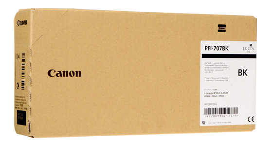 Cartucho de tinta negra Canon PFI-707BK (700 ml) para imagePROGRAF iPF830, iPF840, iPF850 - 9821B001AA