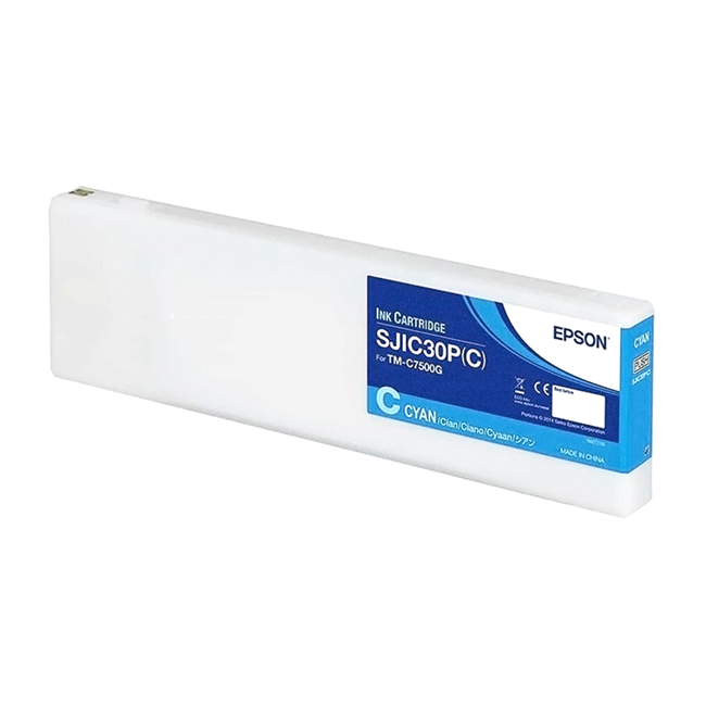Cartucho de tinta cian brillante Epson SJIC30P para ColorWorks C7500G y C7500GE - C33S020636
