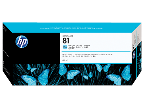 HP 81 680-ml Light Cyan DesignJet Dye Ink Cartridge - C4934A www.wideimagesolutions.com Parts and Inks 318.31