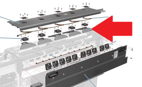 Difusor de ventilador de cubierta superior - Para HP DesignJet L25500, L28500, L26100, L26500 y Latex series 210, 280 y 260 (CH955-67050) - Reacondicionado