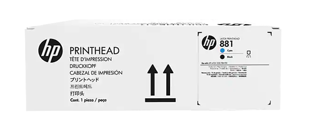 Cabezal de impresión HP 881 Latex cian/negro para HP Latex 1500, 3000, 3100, 3200, 3500, 3600, 3800 - CR328A