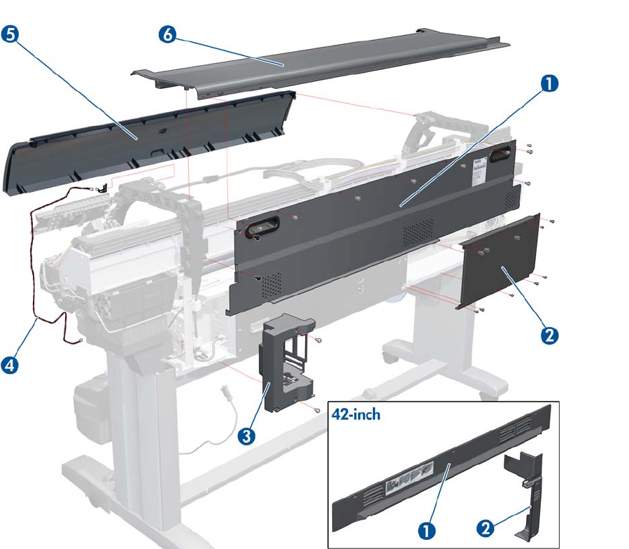 Conjunto de cubierta superior para las series HP Designjet Z6200, Z6100, Z6600, Z6800 y D5800 de 60 pulgadas (Q6652-60113)