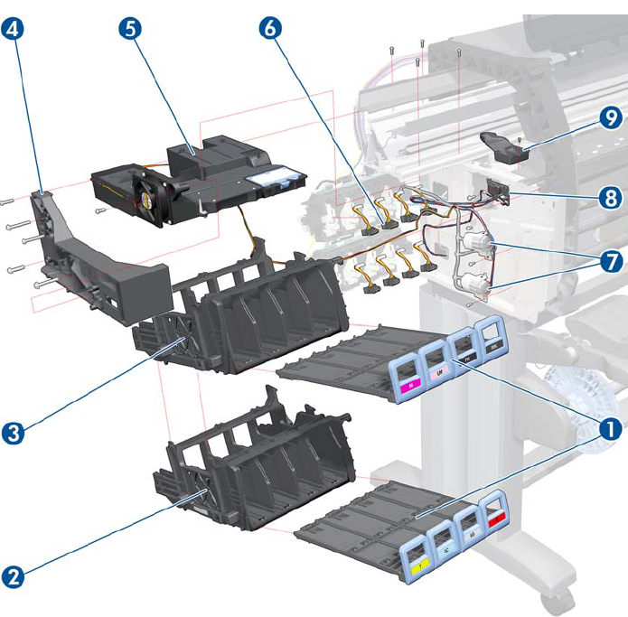 Placa PCA de carro para las series HP DesignJet Z6100, L25500 y L26500 (Q6651-60338) - Nueva 