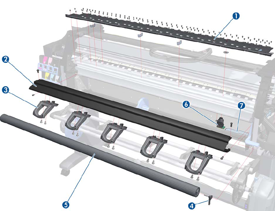 Conjunto de platina de impresión (central) para las series HP DesignJet Z6100, Z6200, T7100 y T7200 (Q6651-60281) - Nuevo