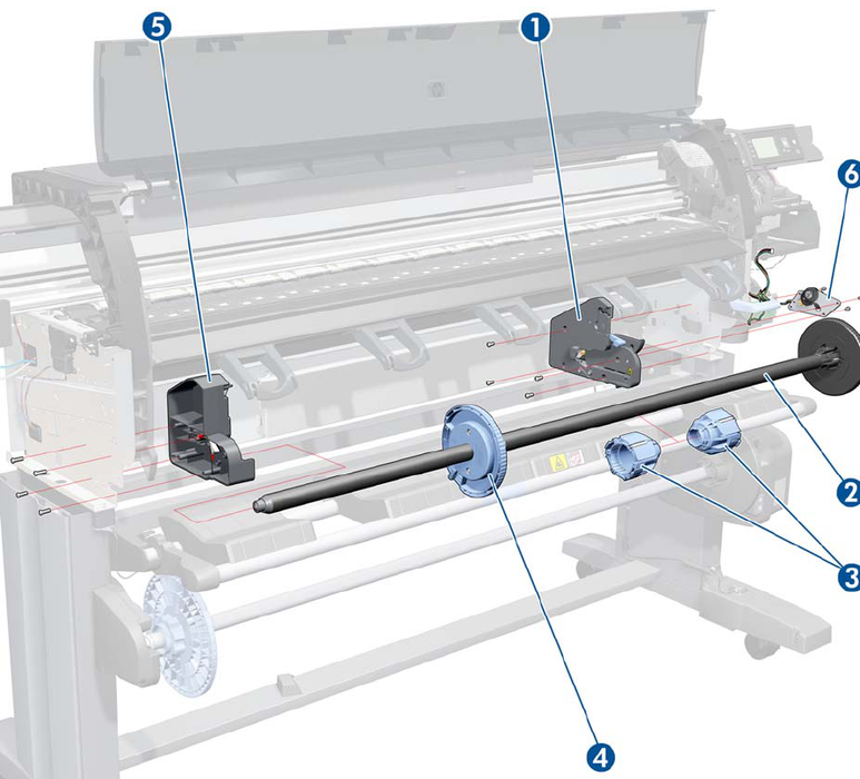 Eje de eje (1") - Para las series HP DesignJet Z6100, Z6200, Z6600, Z6610, Z6800, Z6810, 4500 y D5800 (Q6651-60274)