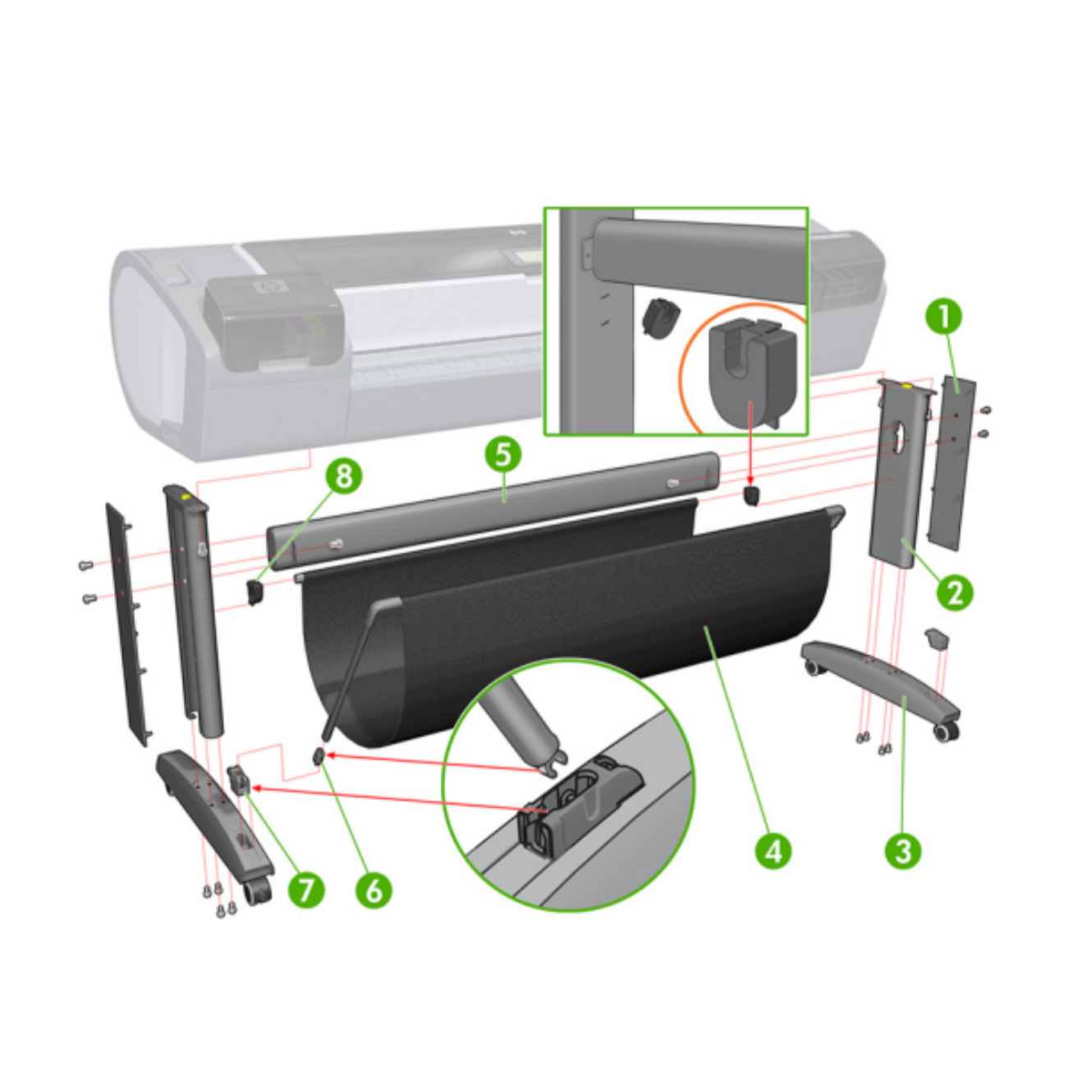 NEW HP T790 Leg Cover (Left &amp; Right) - Q5669-60718 www.wideimagesolutions.com  101.00