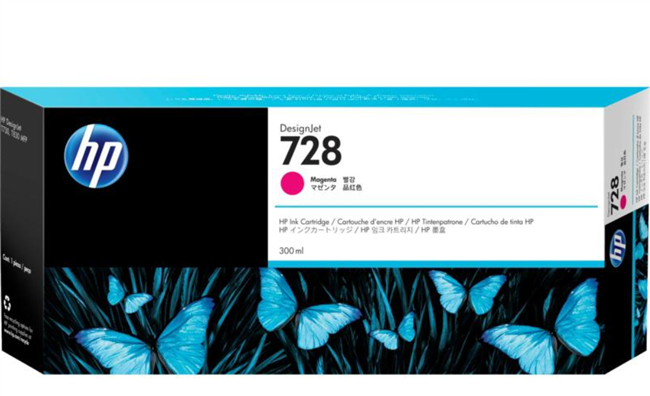 Cartucho de tinta magenta DesignJet HP 728 de 300 ml para HP DesignJet T730 y T830 - F9K16A