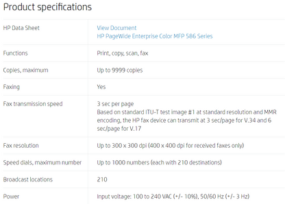 Impresora multifunción HP PageWide Enterprise Color Flow 586z