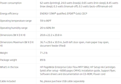 Impresora multifunción HP PageWide Enterprise Color Flow 586z